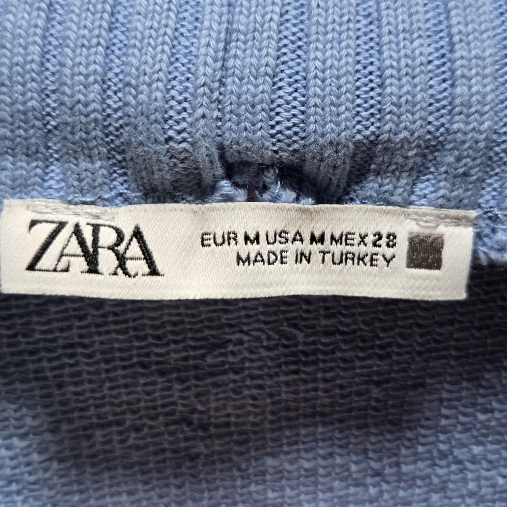 Zara Sweater Womens Medium Blue Turtleneck Long Sleeve Knit Pullover Cutout - Picture 5 of 8